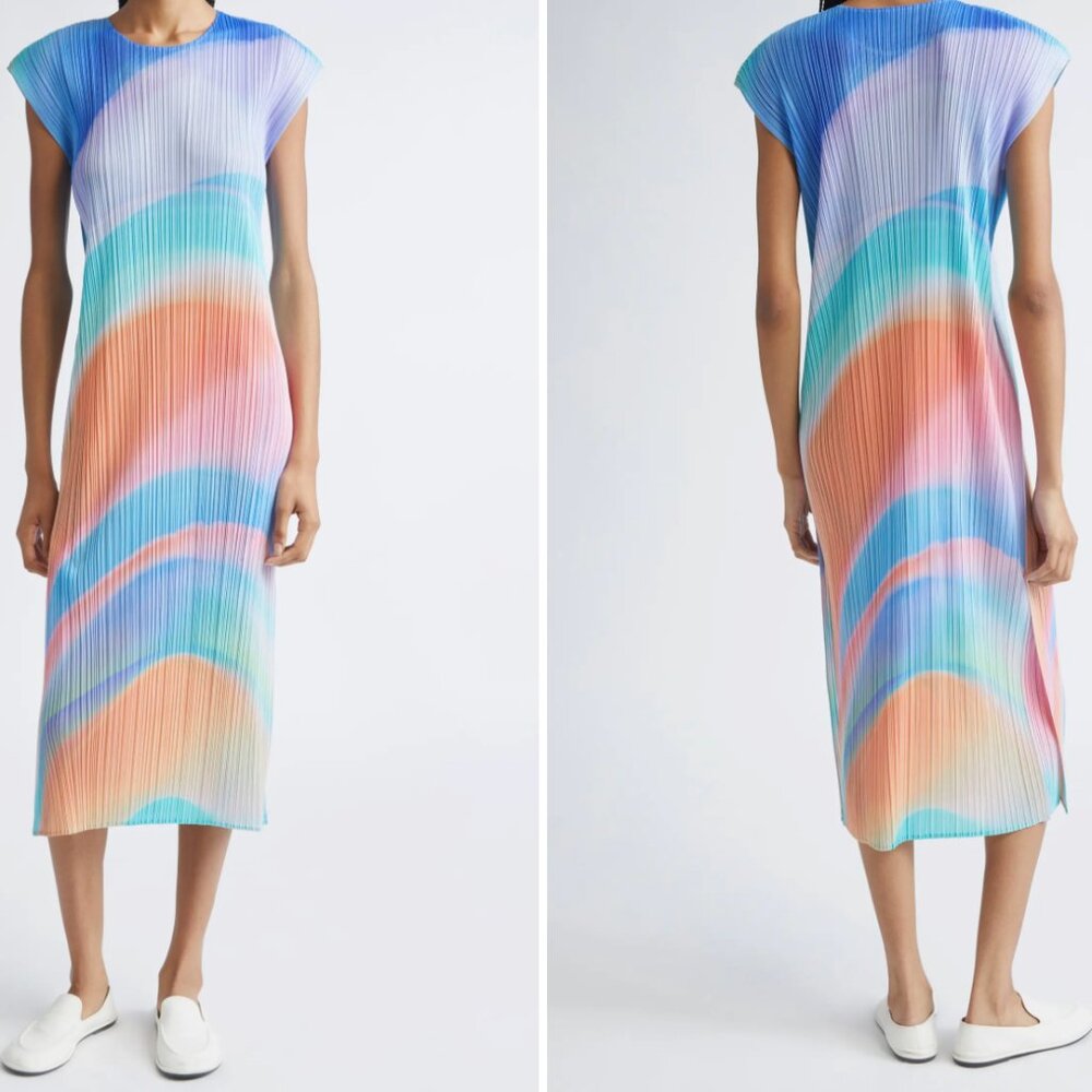 Issey Miyake Pleats Please Colorful Pastel Midi Dress